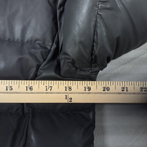 Hudson's Bay Coat Womens Small Black Long Puffer Hooded Down Striped Lightweight - Picture 10 of 16